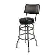 JustChair C42030-BLK Indoor Swivel Bar Stool | Upholstered Padded Floating Back