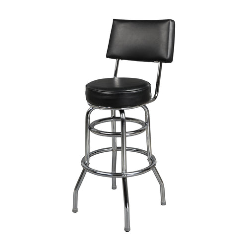 JustChair C42030-BLK Indoor Swivel Bar Stool | Upholstered Padded Floating Back