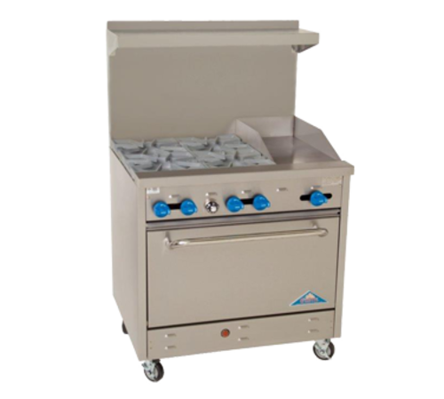 Comstock-Castle F330-12 36" Gas 4-Burner & Griddle Range w/ Extra Wide Oven | 162,000 BTU