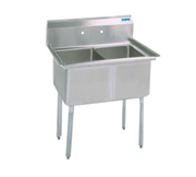 BK Resources BKS-2-18-12S 2 Compartment Sink without Drainboard - Stainless Steel Legs | 41" Length