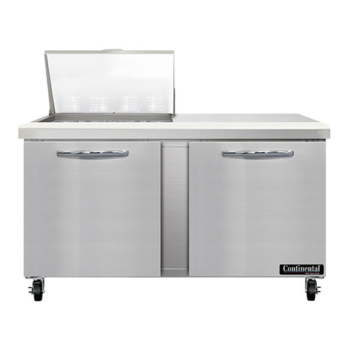Continental SW60N12M 60" 2-Door Mega Top Refrigerated Sandwich Prep Table | (12) 1/6 Pan