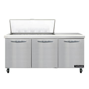 Continental SW72N18M 72" 3-Door Mega Top Refrigerated Sandwich Prep Table | (18) 1/6 Pan