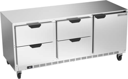 Beverage Air UCRD72AHC-4 72" 1-Door 4-Drawer Undercounter Refrigerator | 21.5 Cu. Ft.