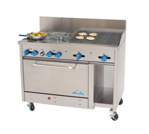 Comstock-Castle F3430-2RB 48" Gas 4-Burner & Charbroiler Range w/ 31" Oven & Cabinet Base | 198,000 BTU