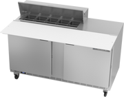 Beverage Air SPE60HC-10C 60" 2 Door Rear Mount Refrigerated Sandwich Prep Table | (10) 1/6 Pan