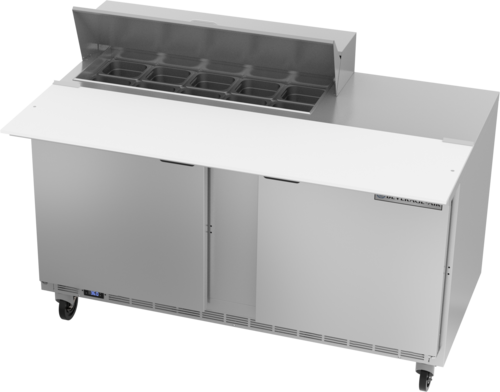 Beverage Air SPE60HC-10C 60" 2 Door Rear Mount Refrigerated Sandwich Prep Table | (10) 1/6 Pan