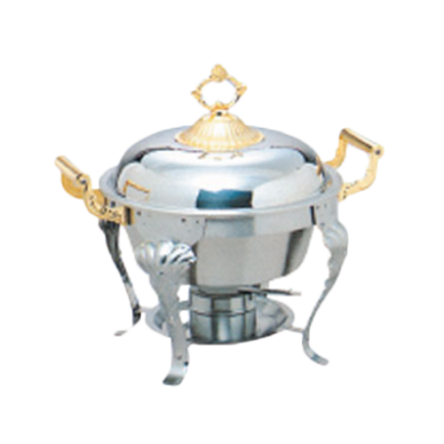 Thunder Group SLRCF8633 Deluxe Round Chafer w/ Brass Handle | 5 Qt.