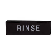 Winco SGN-327 "Rinse" Sign | 3" x 9" White on Black