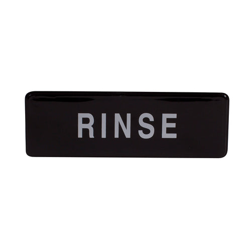 Winco SGN-327 "Rinse" Sign | 3" x 9" White on Black