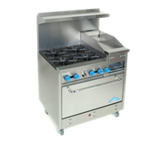 Comstock-Castle F330-12B 36" Gas 4-Burner & Griddle Range w/ Cheesemelter & Extra Wide Oven | 162,000 BTU