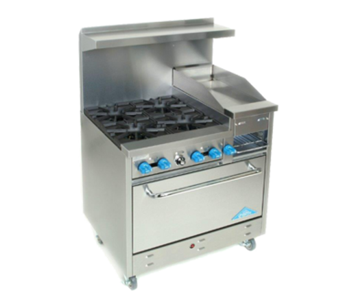 Comstock-Castle F330-12B 36" Gas 4-Burner & Griddle Range w/ Cheesemelter & Extra Wide Oven | 162,000 BTU