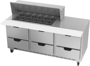Beverage Air SPED72HC-18M-6 72" 6 Drawer Mega Top Refrigerated Sandwich Prep Table | (18) 1/6 Pan