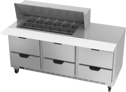 Beverage Air SPED72HC-18M-6 72" 6 Drawer Mega Top Refrigerated Sandwich Prep Table | (18) 1/6 Pan