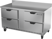 Beverage Air WTFD60AHC-4 60" 4 Drawer Worktop Freezer w/ 4" Removable Backsplash | 14.39 Cu. Ft.
