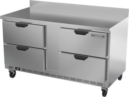 Beverage Air WTFD60AHC-4 60" 4 Drawer Worktop Freezer w/ 4" Removable Backsplash | 14.39 Cu. Ft.