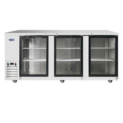 Atosa MBB90GGR 90" 3-Glass Door Stainless Back Bar Cooler | 30.1 Cu. Ft.