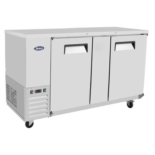 Atosa SBB69GRAUS 68" 2-Solid Door Shallow Depth Stainless Steel Back Bar Cooler | 18.6 Cu. Ft.