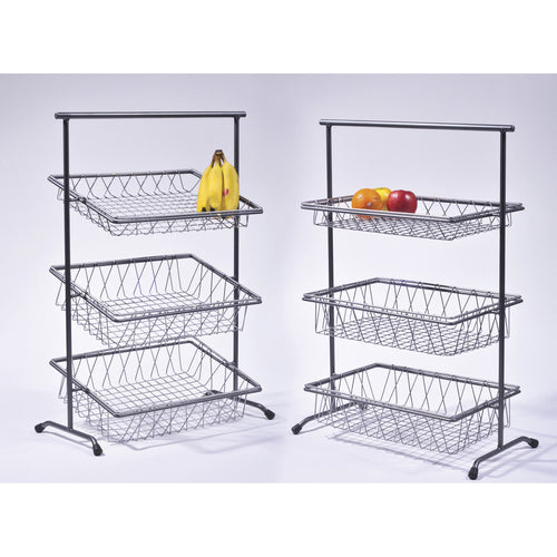 G.E.T. IR-902 Gray 3 Tier Rectangle Basket Display Stand