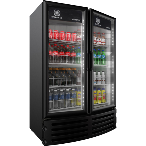 Beverage Air MT21-1B 39" 2 Swing Glass Door Black Merchandiser Refrigerator | 16.77 Cu. Ft.