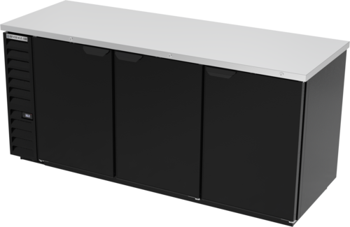 Beverage Air BB78HC-1-F-B 79" 3 Solid Door Black Food Rated Back Bar Cooler | 33.59 Cu. Ft.