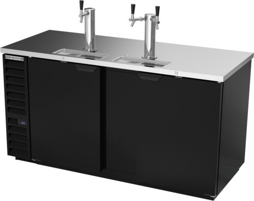 Beverage Air DD68HC-1-B 69" Black 2 Tower 3 Tap Draft Beer Cooler | (3) 1/2 Keg