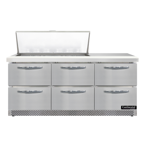 Continental Refrigerator D72N18M-FB-D Refrigerated Counter, Mega Top Sandwich / Salad Unit