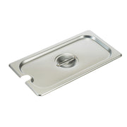 Winco SPCT 1/3 Size Stainless Steel Steam Table Pan Cover w/ Handle - Slotted