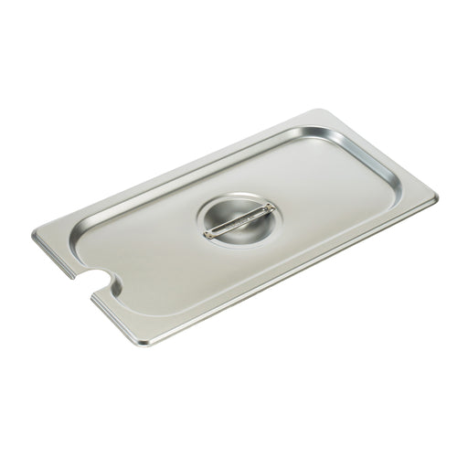 Winco SPCT 1/3 Size Stainless Steel Steam Table Pan Cover w/ Handle - Slotted