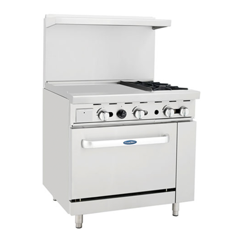 Atosa AGR-2B24GL 36" CookRite 2-Burner 24" Griddle Gas Range | 139,000 BTU