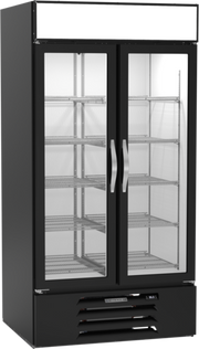 Beverage Air MMR35HC-1-B 39.5" 2 Swing Glass Door Black Merchandiser Refrigerator | 35.08 Cu. Ft.