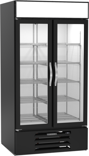 Beverage Air MMR35HC-1-B 39.5" 2 Swing Glass Door Black Merchandiser Refrigerator | 35.08 Cu. Ft.