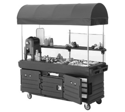 Cambro KVC854C CamKiosk 4 Full Sized Well Merchandising Cart w/ Canopy | 85-1/8" x 33-1/2"