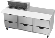 Beverage Air SPED72HC-08C-6 72" 6 Drawer Refrigerated Sandwich Prep Table | (8) 1/6 Pan