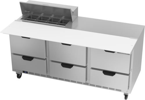 Beverage Air SPED72HC-08C-6 72" 6 Drawer Refrigerated Sandwich Prep Table | (8) 1/6 Pan