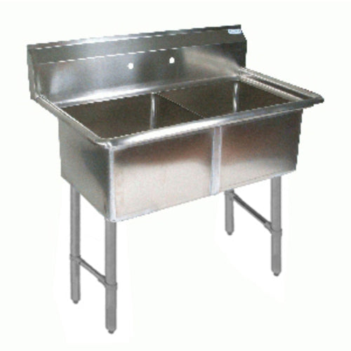 BK Resources BKS-2-1620-12S 2 Compartment Sink without Drainboard - Stainless Steel Legs | 37" Length