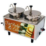 Winco 51074H Dual Well Hot Fudge Warmer | (2) 7 Qt. Pumps
