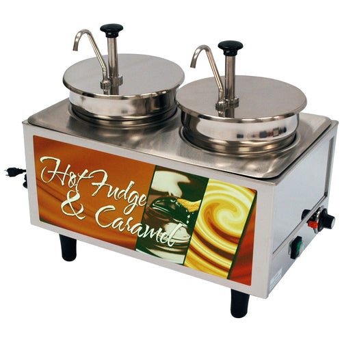 Winco 51074H Dual Well Hot Fudge Warmer | (2) 7 Qt. Pumps