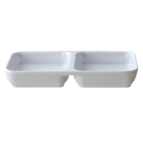 Thunder Group 19002WT 6" X 3" Twin Sauce Dish 4 oz. | Case of 12