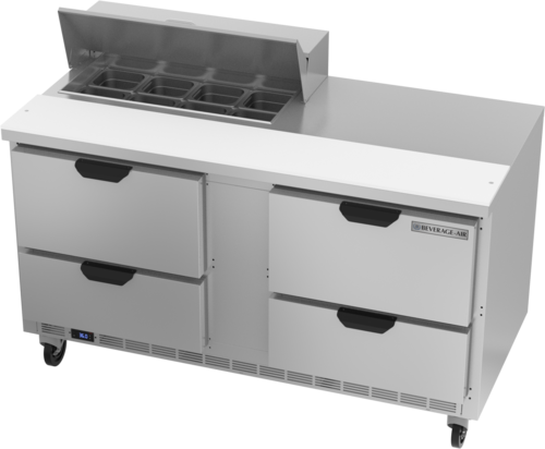 Beverage Air SPED60HC-08-4 60" 4 Drawer Refrigerated Sandwich Prep Table | (8) 1/6 Pan