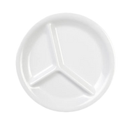 Thunder Group CR710W White 10-1/4" 3 Compartment Plate | Case of 12