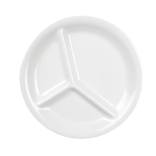 Thunder Group CR710W White 10-1/4" 3 Compartment Plate | Case of 12