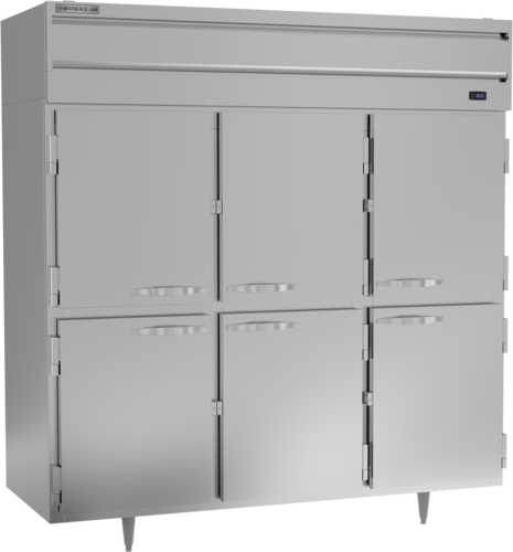 Beverage Air PF3HC-1AHS 77.75" 6 Solid Half Door Top Mount Reach-In Freezer | 68.34 Cu. Ft.