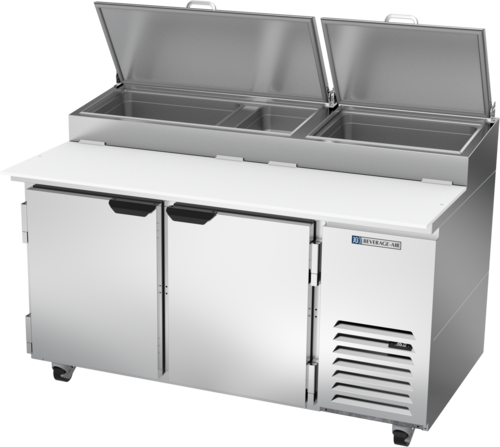 Beverage Air DP60HC 60" 2 Door Refrigerated Pizza Prep Table | 17.8 Cu. Ft.