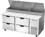 Beverage Air DPD67HC-4 67" 4 Drawer Refrigerated Pizza Prep Table | 20.7 Cu. Ft.