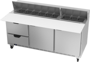 Beverage Air SPED72HC-18C-2 72" 2 Drawer 2 Door Refrigerated Sandwich Prep Table | (18) 1/6 Pan