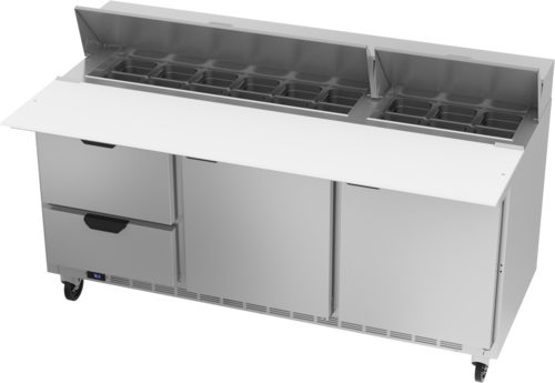 Beverage Air SPED72HC-18C-2 72" 2 Drawer 2 Door Refrigerated Sandwich Prep Table | (18) 1/6 Pan