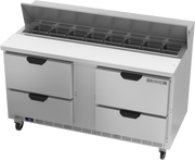 Beverage Air SPED60HC-16-4 60" 4 Drawer Refrigerated Sandwich Prep Table | (16) 1/6 Pan