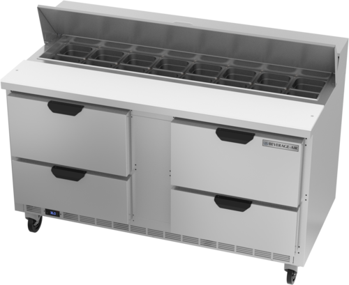 Beverage Air SPED60HC-16-4 60" 4 Drawer Refrigerated Sandwich Prep Table | (16) 1/6 Pan
