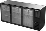 Beverage Air BB72HC-1-FG-B 72" 3 Glass Door Black Food Rated Back Bar Cooler | 19.92 Cu. Ft.