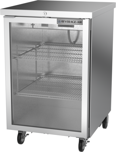 Beverage Air BB24HC-1-FG-S 24" 1 Glass Door Stainless Steel Food Rated Back Bar Cooler | 7.66 Cu. Ft.